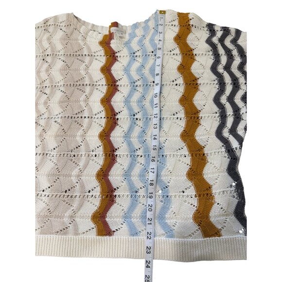 Garnet Hill Zigzag Pattern Womens Sweater 3/4 Sleeve Linen Cotton Blend Size M - Picture 6 of 8